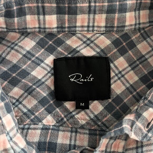 Rails Connor Button Down Flannel Stone Pink White Linen Blend M - Picture 7 of 10